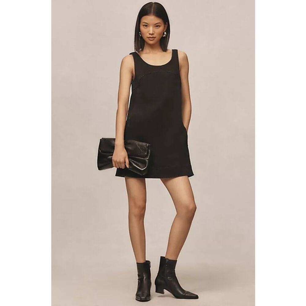 Pilcro Anthropologie Black Denim Sleeveless Mini Dress Size 0